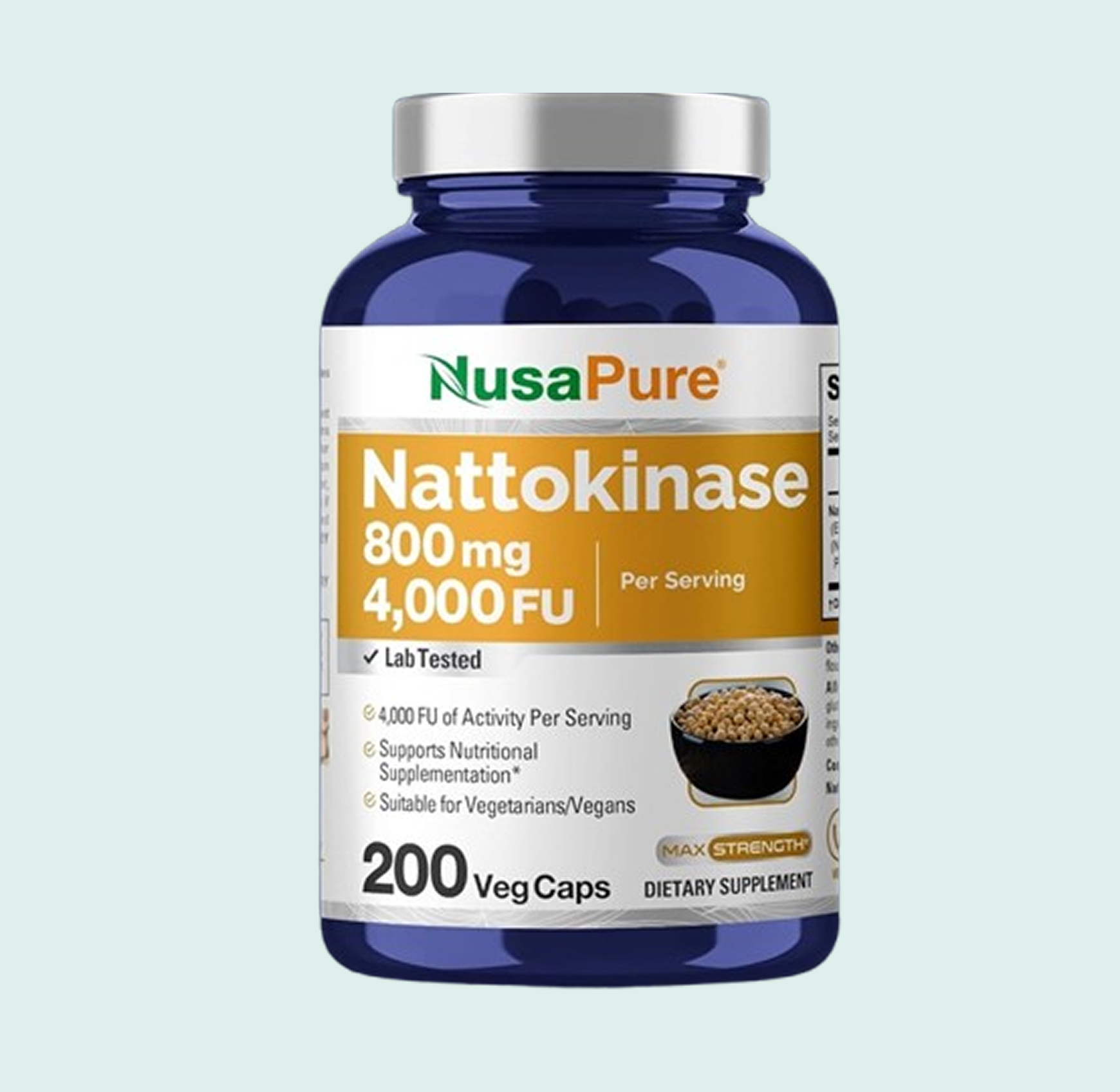 NusaPure Nattokinase 4000 FU 800mg, 200 Capsules